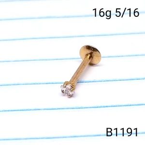 16g Rose Gold Cz Labret Stud Ring